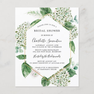 Budget White Hydrangea Bridal Dusche Einladung