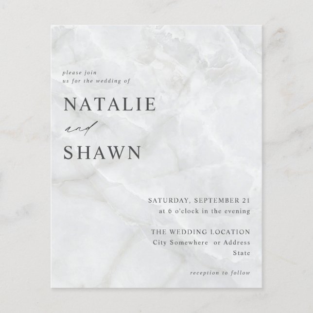 Budget White Marble Wedding Flyer (Vorne)