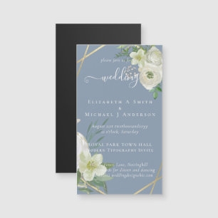 BUDGET White Rose Greenerity Gold Wedding Magnetkarte