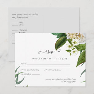 BUDGET White Roses Bouquet Floral Wedding Postkarte