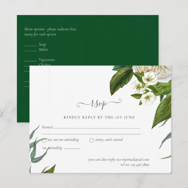 BUDGET White Roses Bouquet Floral Wedding Postkarte (Vorne/Hinten)