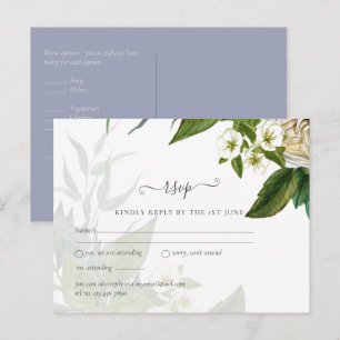 Budget White Roses Dusty Blue Wedding Postkarte