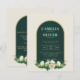BUDGET White Roses Forest Green Winter Wedding INV