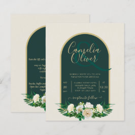 BUDGET White Roses Forest Green Winter Wedding INV