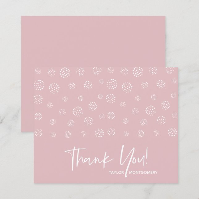 Budget White Script Dusty Pink Danke Cards (Vorne/Hinten)