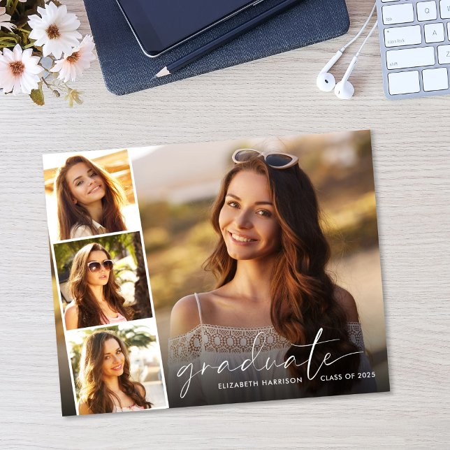 Budget White Script Foto Abschluss Ankündigung (Von Creator hochgeladen)