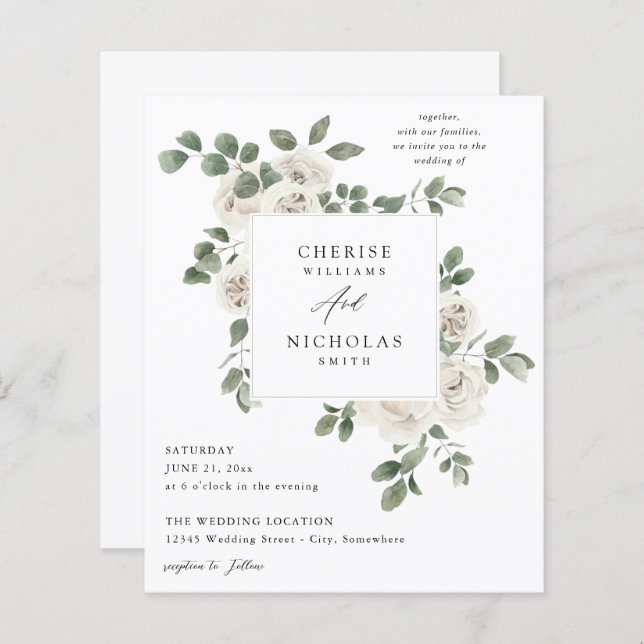 Budget White Soft Floral & Eukalyptus Wedding (Vorne/Hinten)