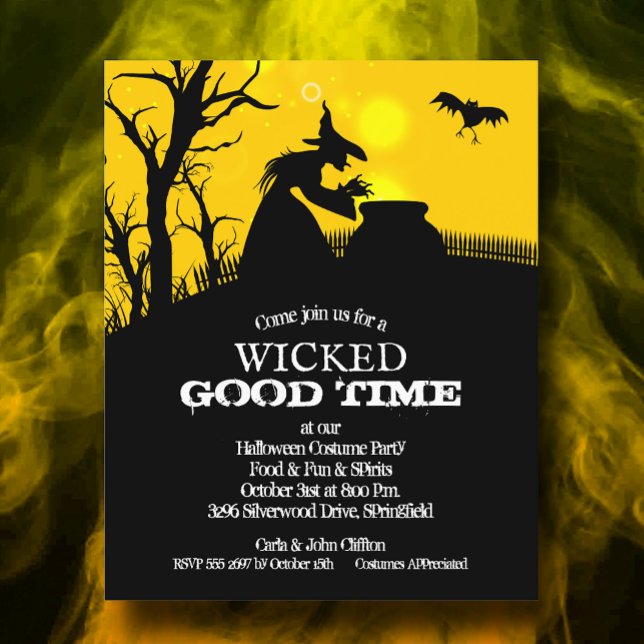 Budget Wicked Hexe Silhouette Halloween Einladunge (Budget Wicked Witch Silhouette Halloween Invitations on value 110 lb  paper)