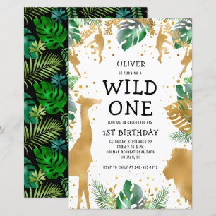 Budget Wild One Safari 1. Geburtstag Einladung