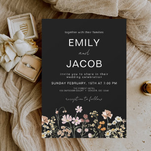 Budget Wildblume Boho Foto Hochzeit Einladung
