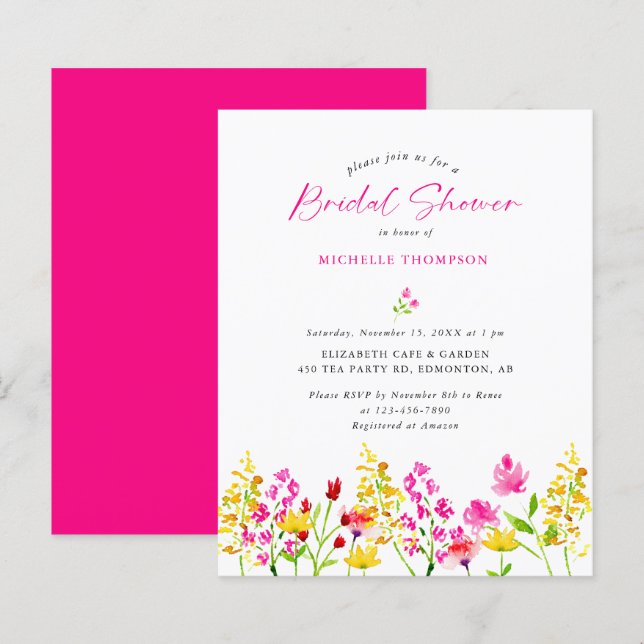 Budget Wildblume Brautparty Elegant Floral (Vorne/Hinten)