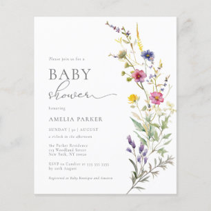 Budget Wildblume Kinderdusche Einladung