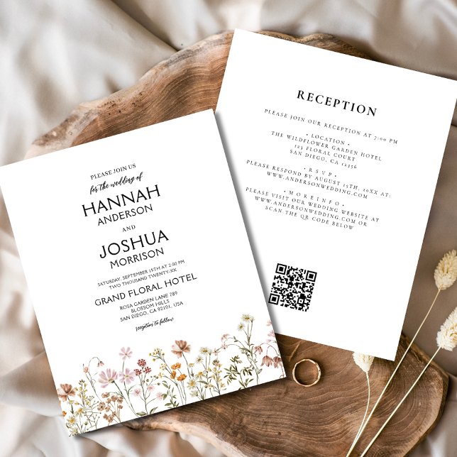 Budget Wildblume Rustic Boho Hochzeit Einladung (Von Creator hochgeladen)