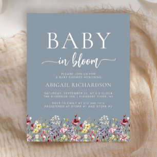 Budget Wildblumen Dusty Blue Baby Dusche