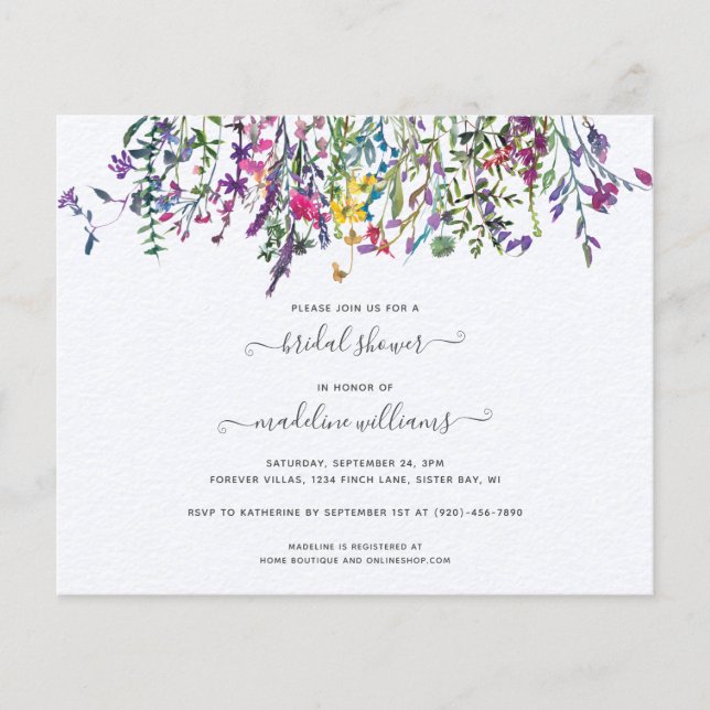 BUDGET-Wildblumen Einladung zur Wiesen-Bridal-Dusc (Vorderseite)