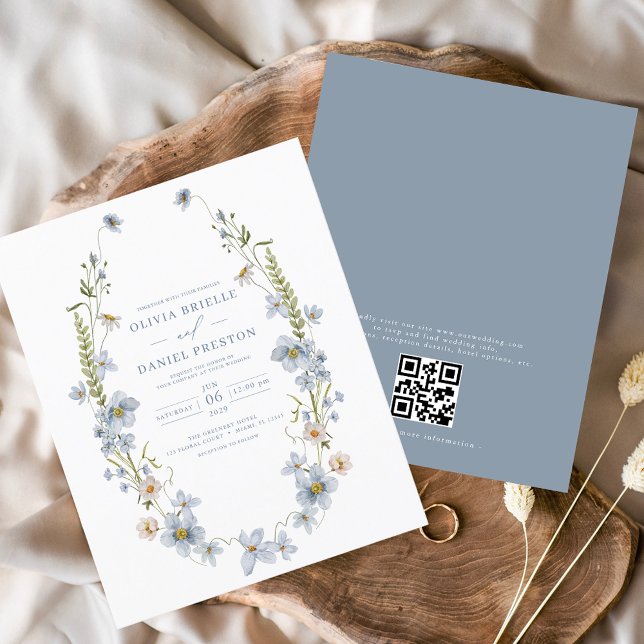 Budget-Wildblumen-QR-Code-Hochzeits-Einladung (Von Creator hochgeladen)