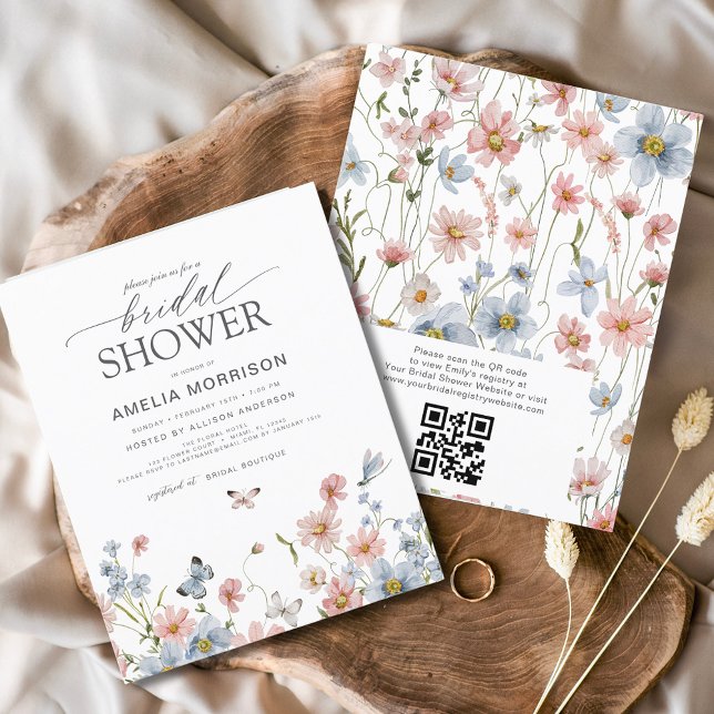 Budget-Wildblumen-QR-Code-Hochzeitsdusche-Einladun (Von Creator hochgeladen)