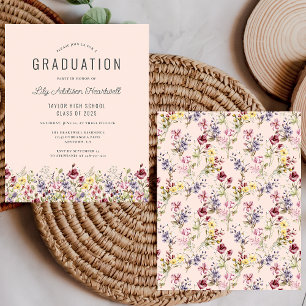 Budget-Wildflower-Muster-Blush-Abschlussfeier-Einl