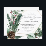 Budget Winter Berries & Pine Weihnachtsessen<br><div class="desc">** SATIN PAPIER IST PAPIERTHIN. AKTUALISIEREN SIE DAS PAPIER FÜR EIN BILD, KARTENPAPIER. HAT EINE OPTION FÜR ENVELOPES. *** Rette Geld für Einladungen mit dieser kleineren Einladung, die eine Option für Umschläge hat. Lassen Sie Ihre Gäste sich mit Ihrer Einladung zum Weihnachtsessen im Winter Berries & Pine Greenery zum phantastischen...</div>