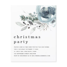 Budget Winter Blue Florals Weihnachtsfest Party Ei