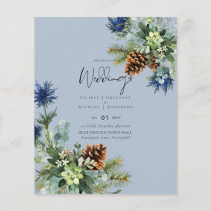 BUDGET Winter Blue Thistle Wedding Flyer
