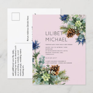 BUDGET Winter Blue Thistle Wedding Postkarte