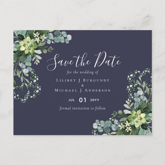 BUDGET Winter Blue Thistle Wedding Postkarte (Vorderseite)