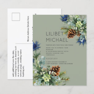 BUDGET Winter Blue Thistle Wedding Postkarte