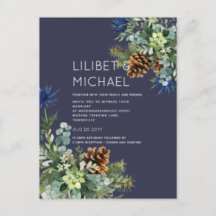 BUDGET Winter Blue Thistle Wedding Postkarte