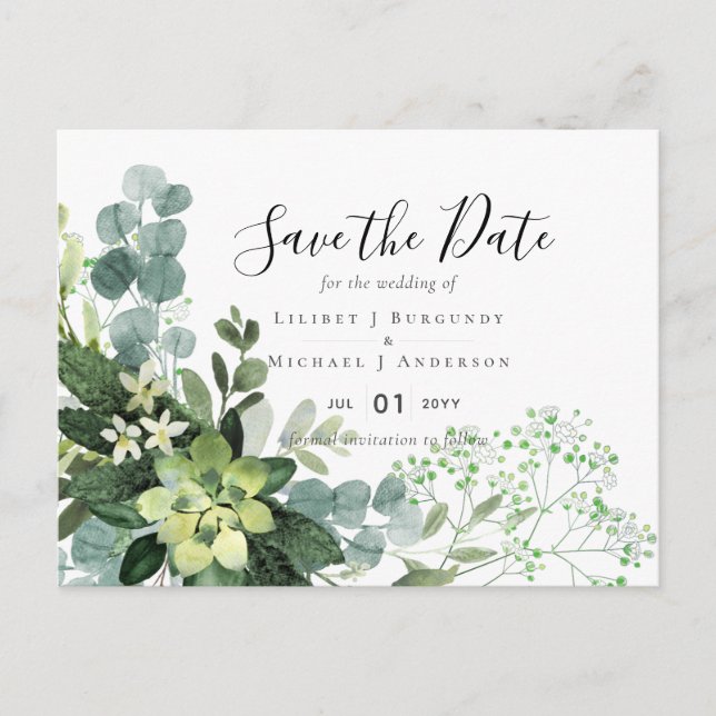 BUDGET Winter Blue Thistle Wedding Postkarte (Vorderseite)