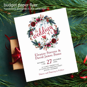 BUDGET Winter-Blumenkranz Hochzeitseinladung Flyer