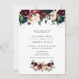 Budget Winter Floral Wedding Flyer Einladung