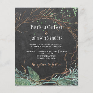 Budget Winter Naturchalkboard Hochzeitseinladung Flyer