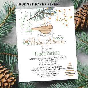 Budget-Winter-Wald-rustikale Babyparty-Einladung Flyer