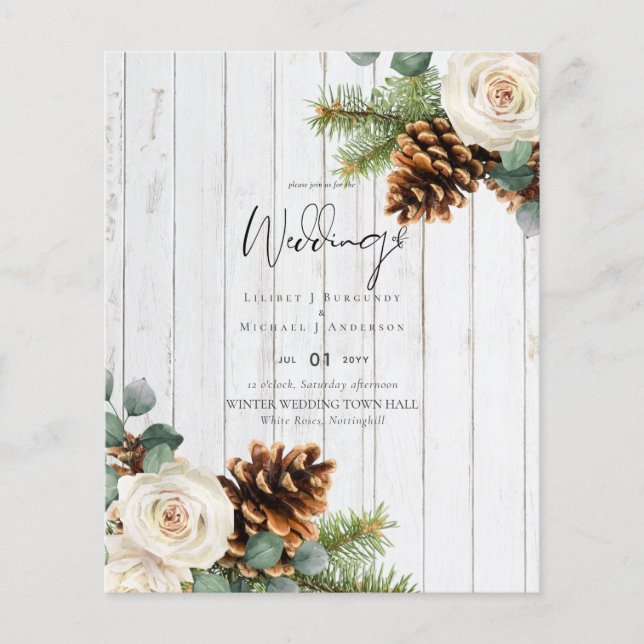 BUDGET Winter Wedding Eukalyptus Grüne Rose (Vorderseite)