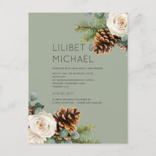 BUDGET Winter Wedding Eukalyptus Grüne Rose Postkarte