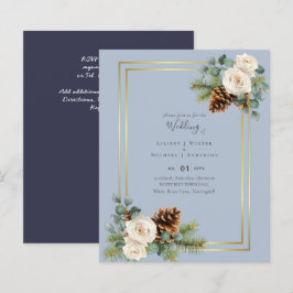 BUDGET Winter Wedding White Roses Gold Dusty Blue