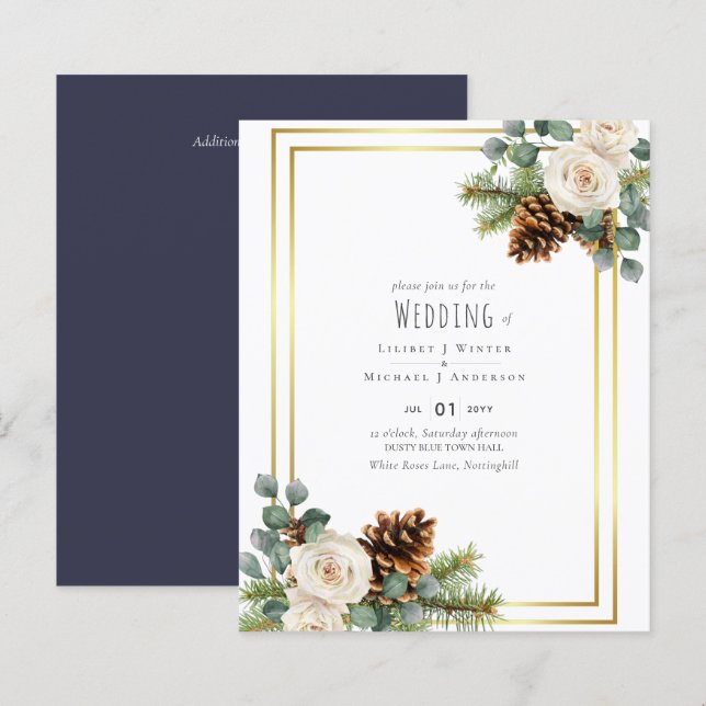 BUDGET Winter Wedding White Roses Gold Dusty Blue (Vorne/Hinten)
