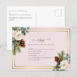 BUDGET Winter Wedding White Roses Gold Dusty Blue Postkarte
