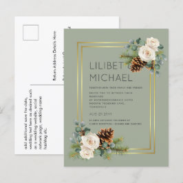 BUDGET Winter Wedding White Roses Gold Dusty Blue Postkarte
