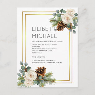 BUDGET Winter Wedding White Roses Gold Dusty Blue Postkarte