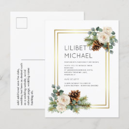 BUDGET Winter Wedding White Roses Gold Dusty Blue Postkarte