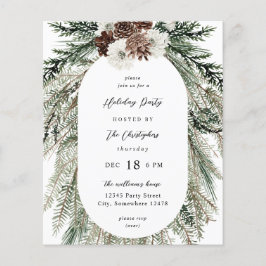 Budget Winter Weiße Blüten & Pine Tree Weihnachten Flyer