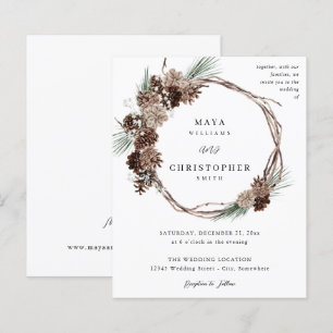 Budget Winter White Floral & Pine Hochzeitskranz