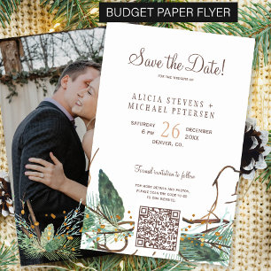 Budget Winterwald FOTO Hochzeit Save-the-Date Flyer