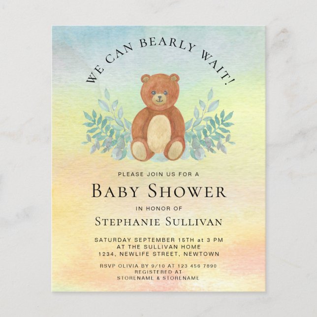 Budget Wir können frühzeitig abwarten Baby Dusche  (Vorderseite)