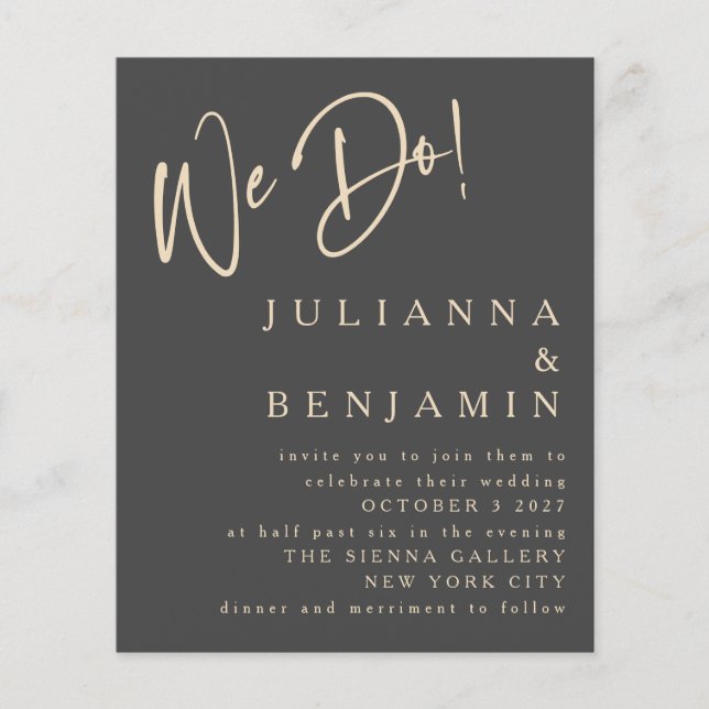 Budget Wir machen elegante Black Gold Hochzeit Ein (Vorderseite)