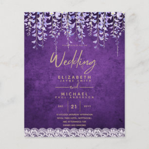 BUDGET Wisteria Lila Blumenstrasse Hochzeitsfeier Flyer
