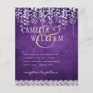 BUDGET Wisteria Lila Blumenstrasse Hochzeitsfeier Flyer