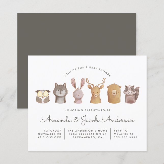 Budget Woodland Animal Themed Baby Dusche (Vorne/Hinten)